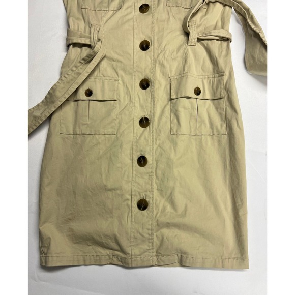 Kenneth Cole Womens Khaki Safari Utility Shirt Dress Belted Tan Size 6 Office - Picture 8 of 12